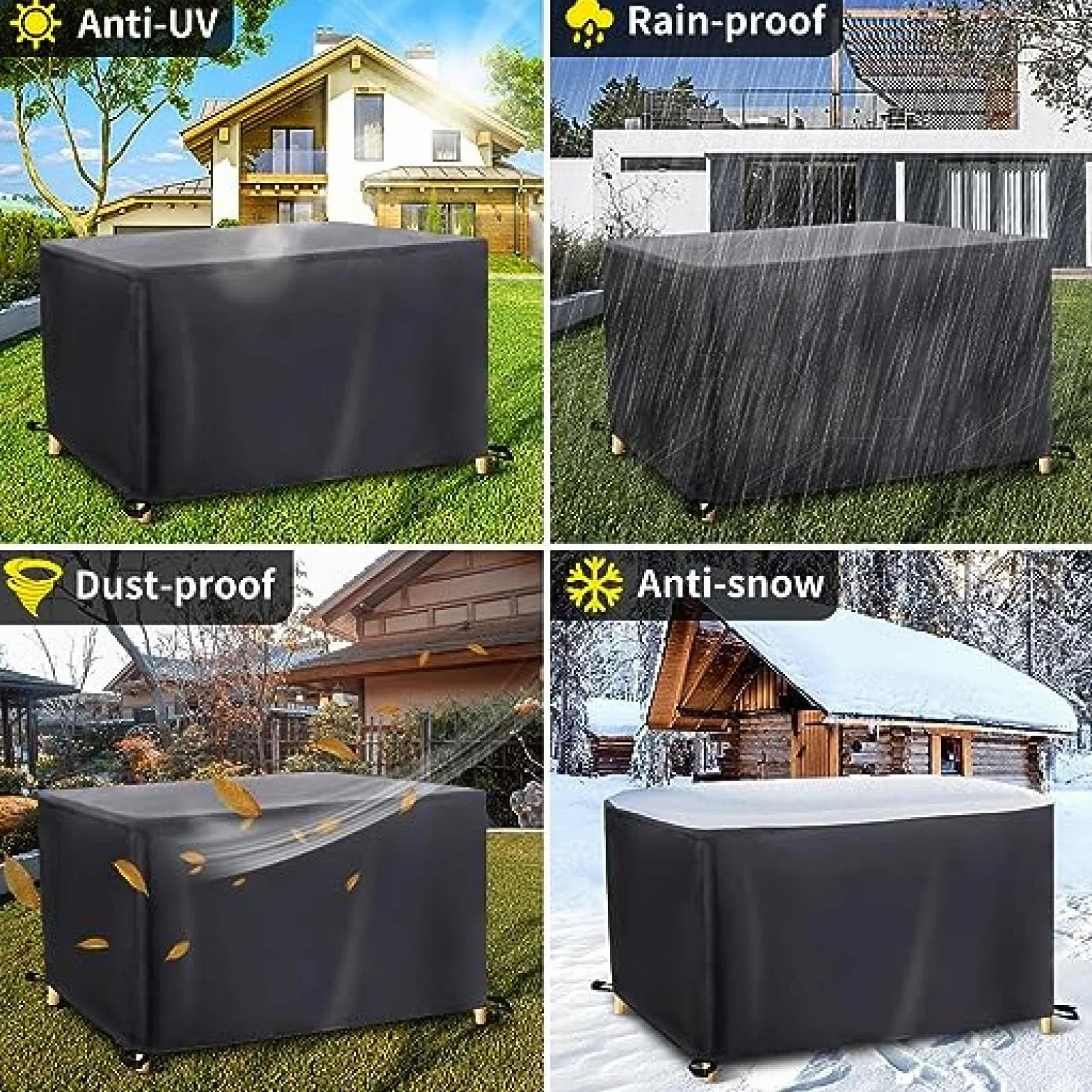 Bâche Table de Jardin 280x220x85cm 420D Oxford Imperméable Hivernage Mobilier