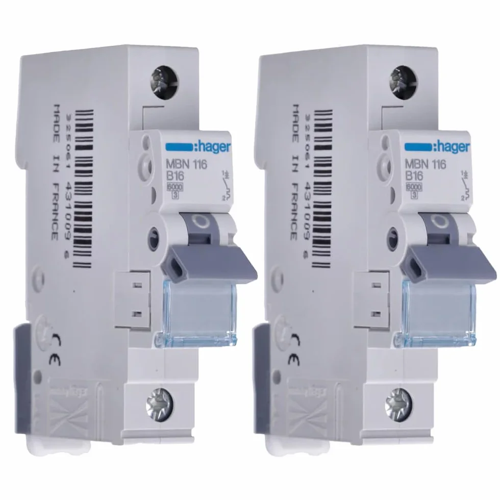 HAGER mbn116 1 pôle Disjoncteur 16 A 2 STUECK
