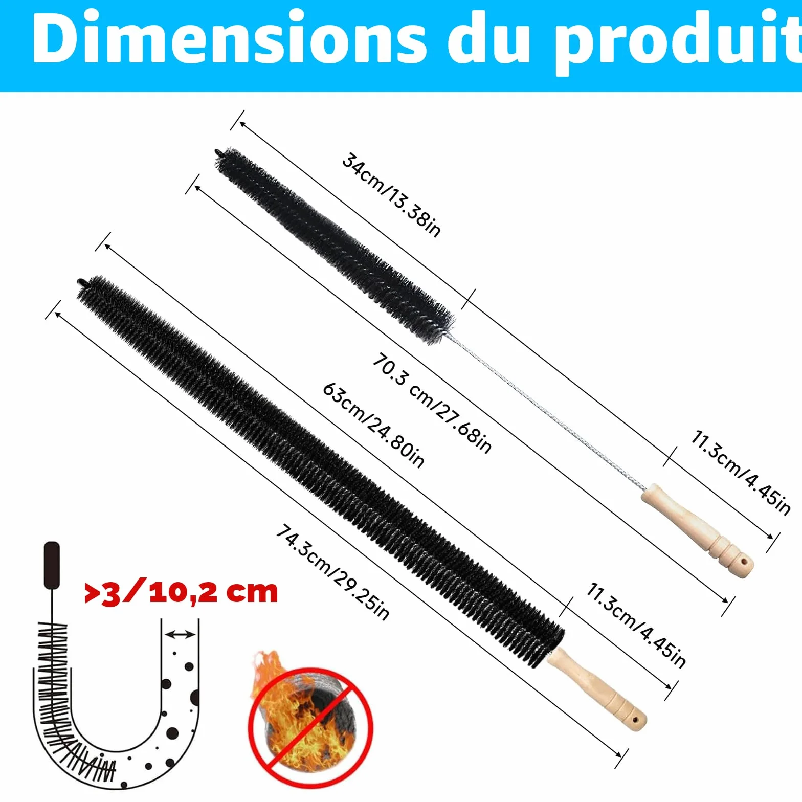 Brosse pour Radiateur, 2 Pièces Brosse de Radiateur avec Manche en Bois, Brosse Nettoyage Radiateur Flexible Pliable pour Machine à Laver, Nettoyer Tous Les Coins