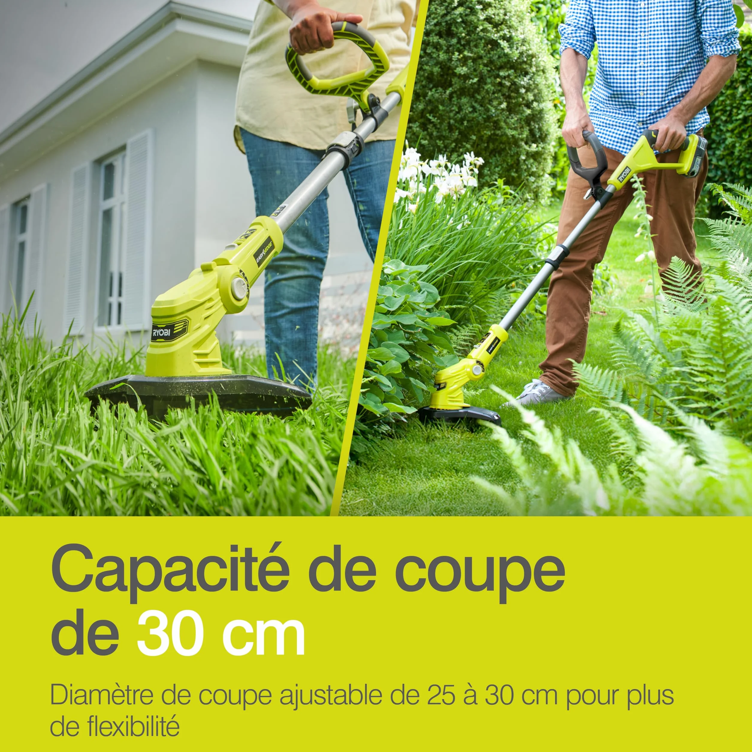 RYOBI Coupe-Bordures sans Fil 18V One+ OLT1832 Ø25-30 cm Hauteur Télescopique Mode Dresse-Bordure