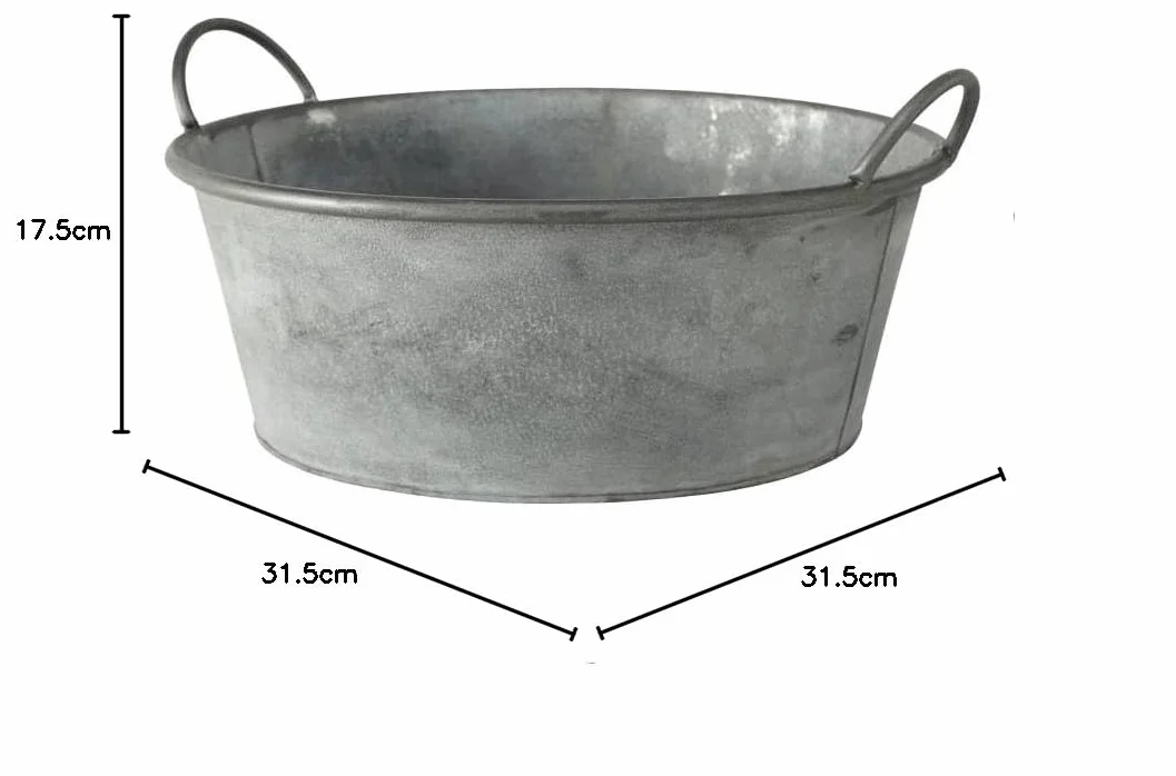 L'Héritier Du Temps Bassine Métal Effet Zinc Bac à Plantes Jardinière Jackson 17,5x31,5x37,5cm