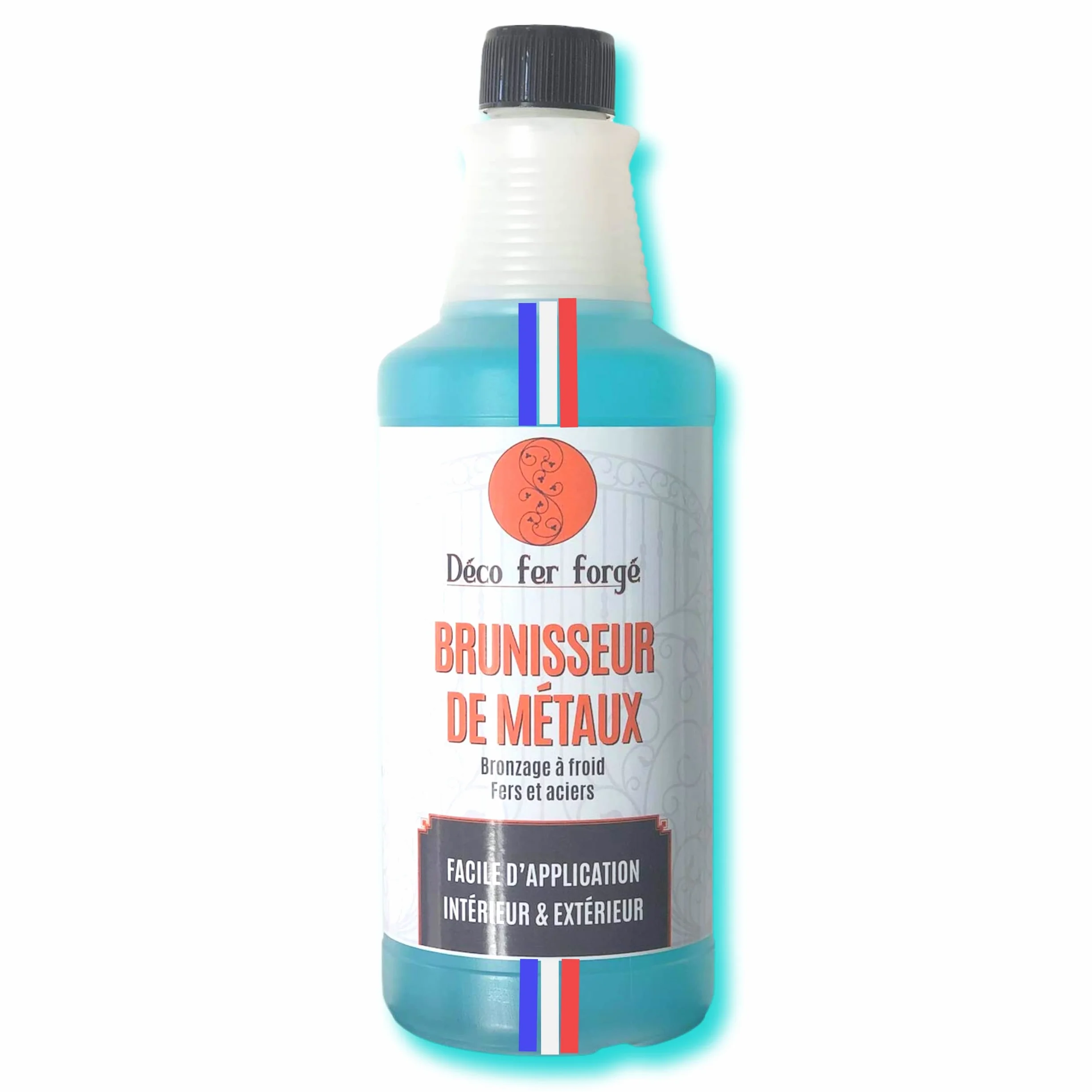 DECO FER FORGE -Brunisseur Metaux -Metal Concentre à Froid Fer Acier Laiton Bronze Cuivre Arme -Brunissage Noir Durable Efficace Rapide Facile Made in France -Grande Quantité 1L de liquide (1000 ml)