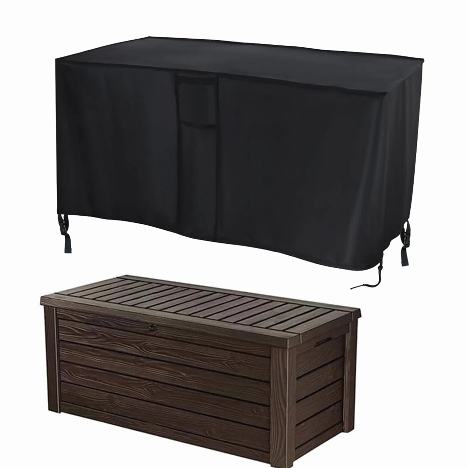 Boîte de rangement de jardin imperméable 132 x 44 x 57 cm Noir