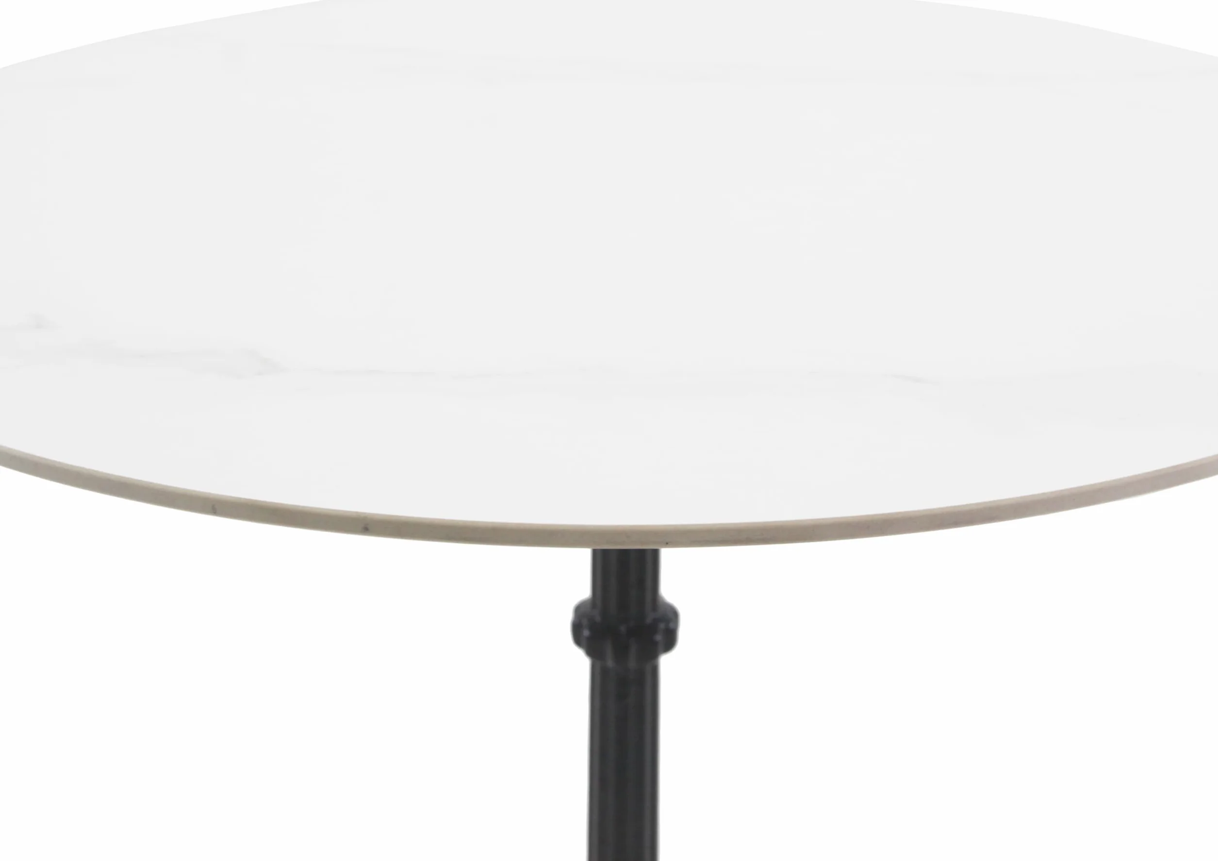 METRO Professional Table de bistro bar acier pierre frittée 60 x 75 cm ronde Blanc noir