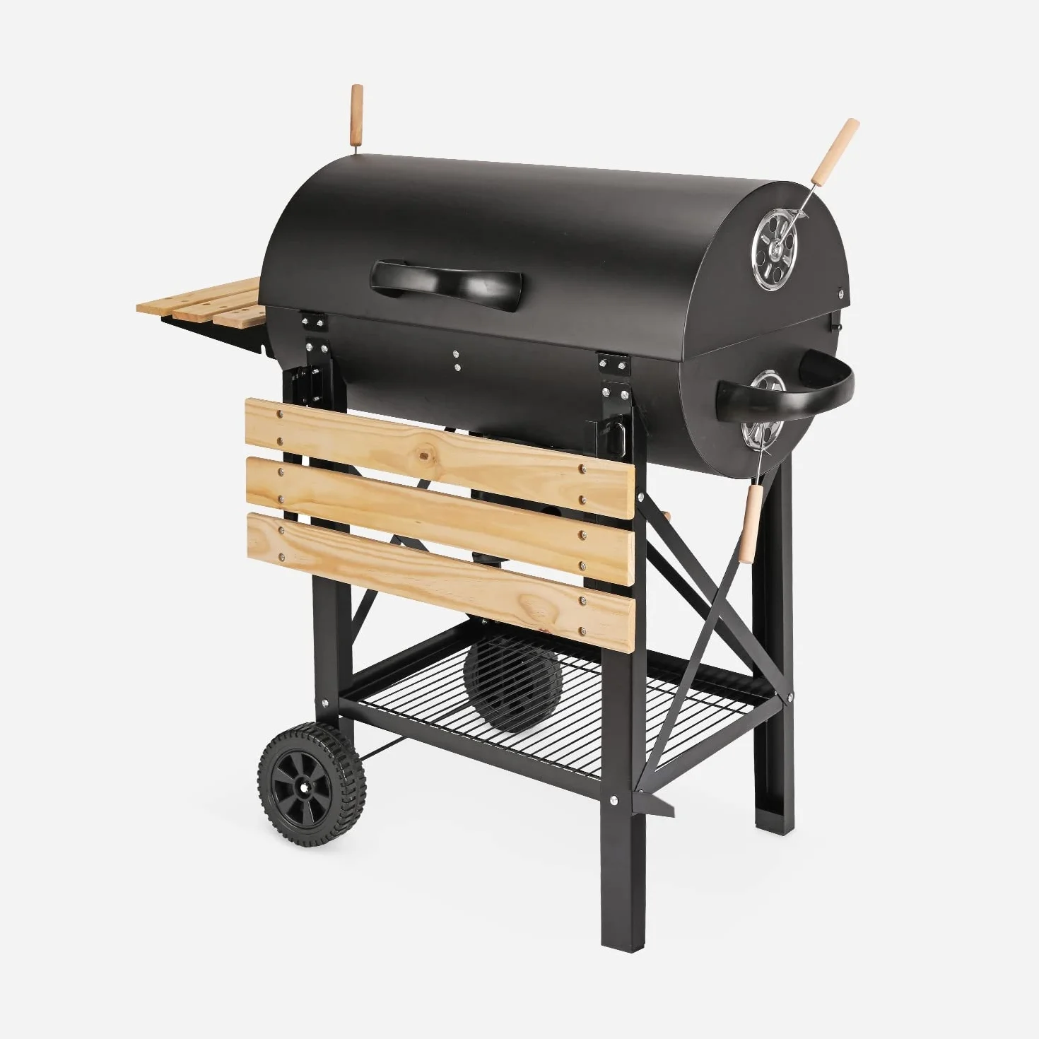 Alice's Garden Barbecue américain charbon de bois Serge noir Smoker avec aérateurs récupérateur de cendres fumoir