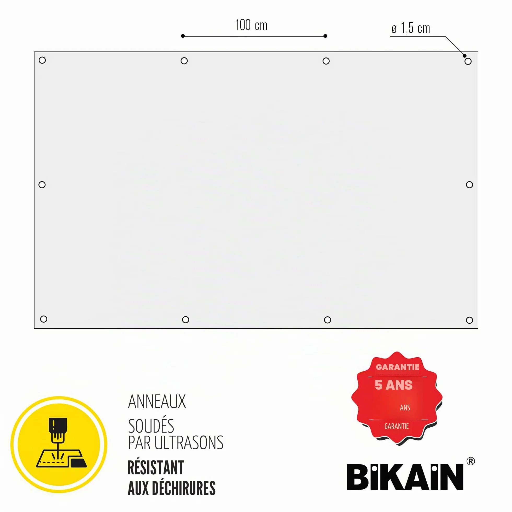 Bâche imperméable pour l'extérieur - 2x3m - 70 g/m2 - Trous soudés renforcés - Polyéthylène laminé croisé 3 Couches - Bleu - Protection Totale - Extra Forte - Bikain