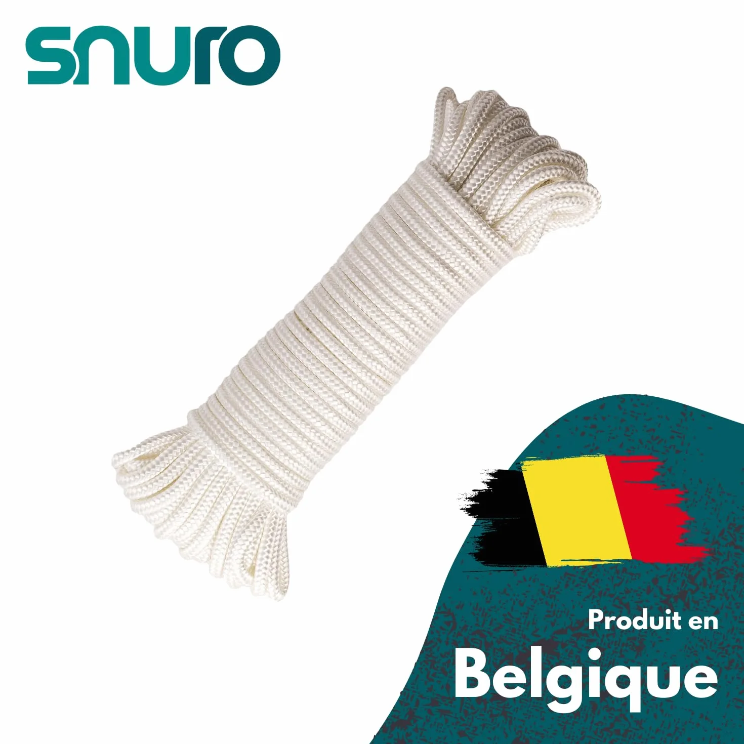 Corde Nylon Tressée (4 mm, 20 m) - Corde en Polyamide Blanc Solide Résistante à l'usure - Paracorde Solide - Résistance à la Rupture 275kg