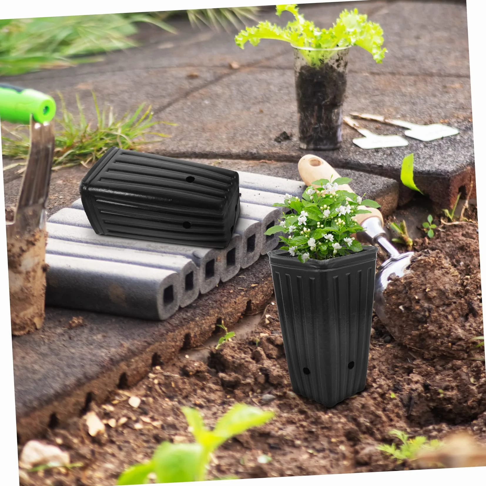 Happyyami Lot de 30 Godets de Pépinière Pots de Plantation Rectangulaires 10x20 cm Plastique Solide