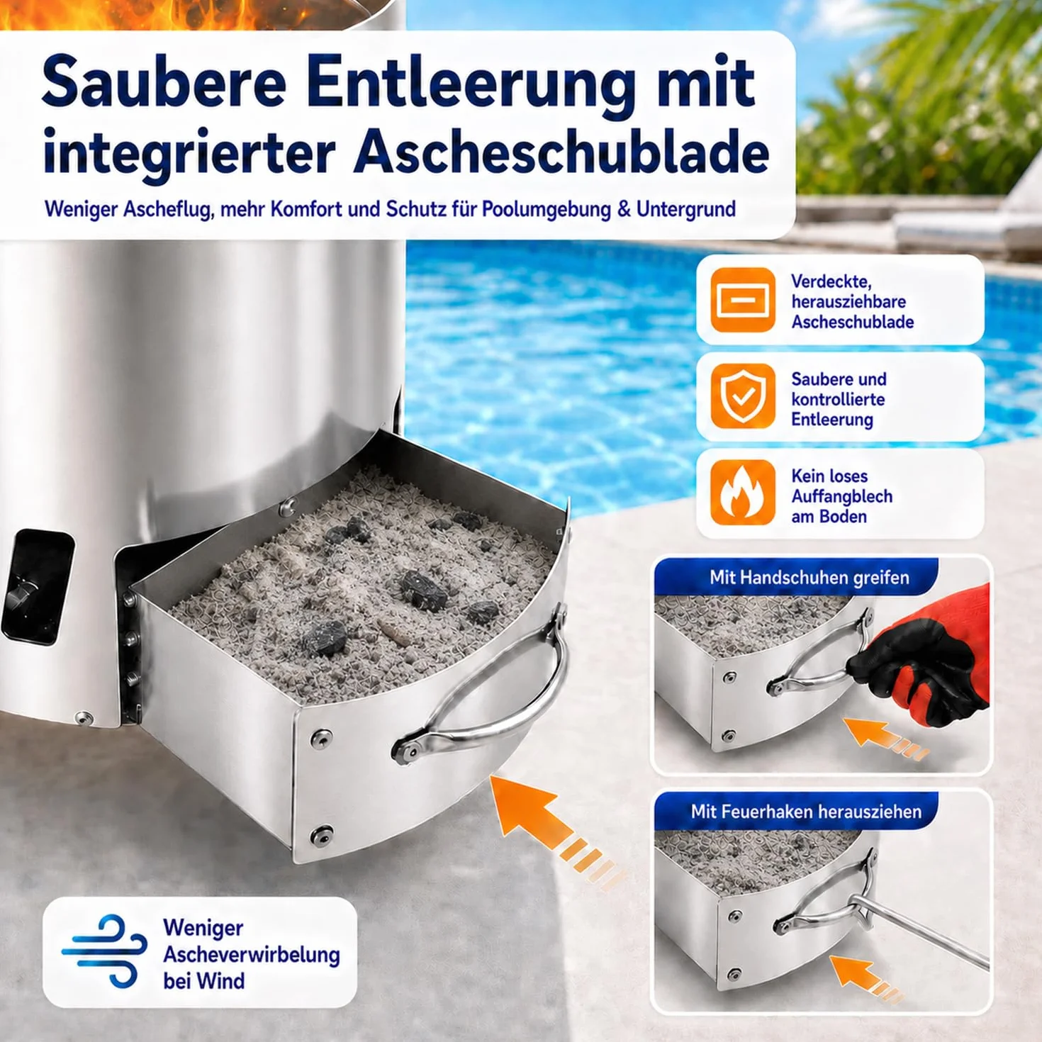 Chauffage de piscine à bois Spirale chauffante acier inoxydable 20 mm 32-38 mm 6-10 m³