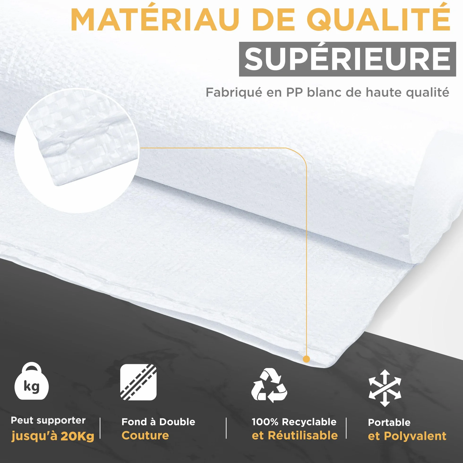 Sac à Gravats 40 x 60 cm 20 kg Polypropylène 20 Unités
