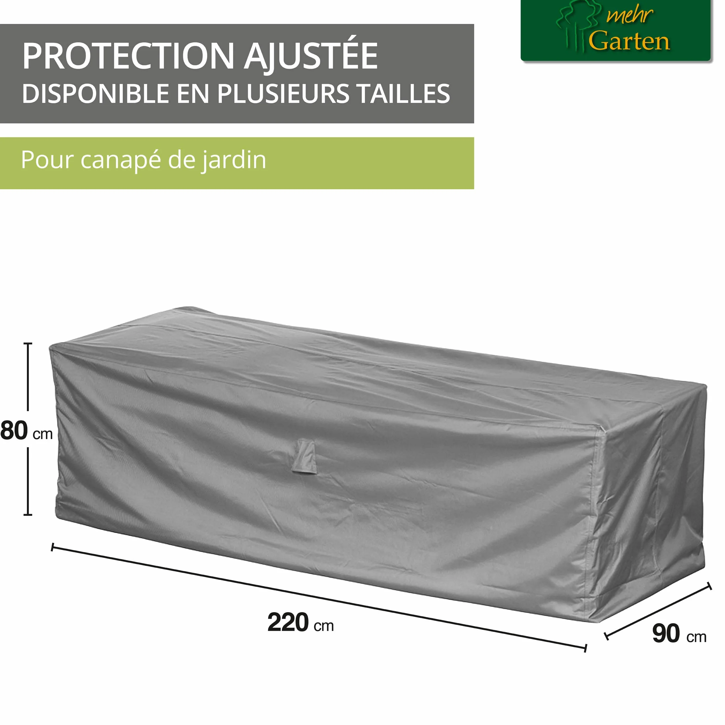 Housse de protection pour canapé de jardin 220 x 90 x 80 cm polyester Oxford 600D gris
