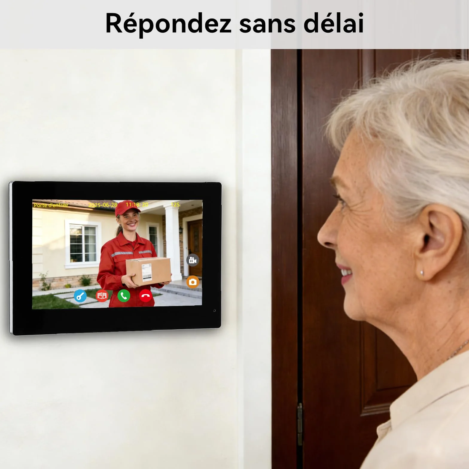 Visiophone filaire 2 fils avec caméra Full HD, écran tactile 7", Tuya app, détection de mouvement