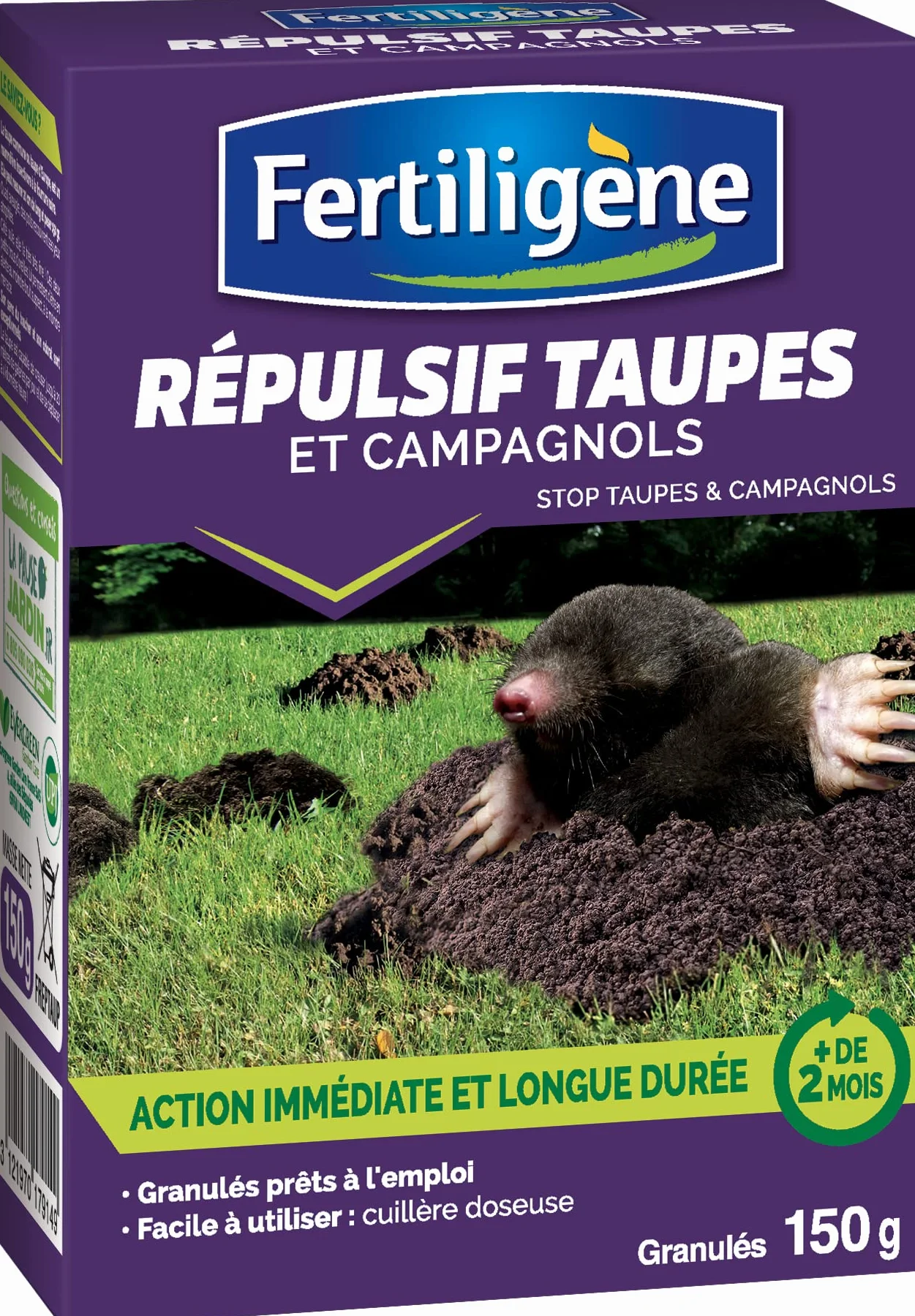 FERTILIGÈNE Répulsif Taupes et Campagnols – Granulés Longue Durée 200g