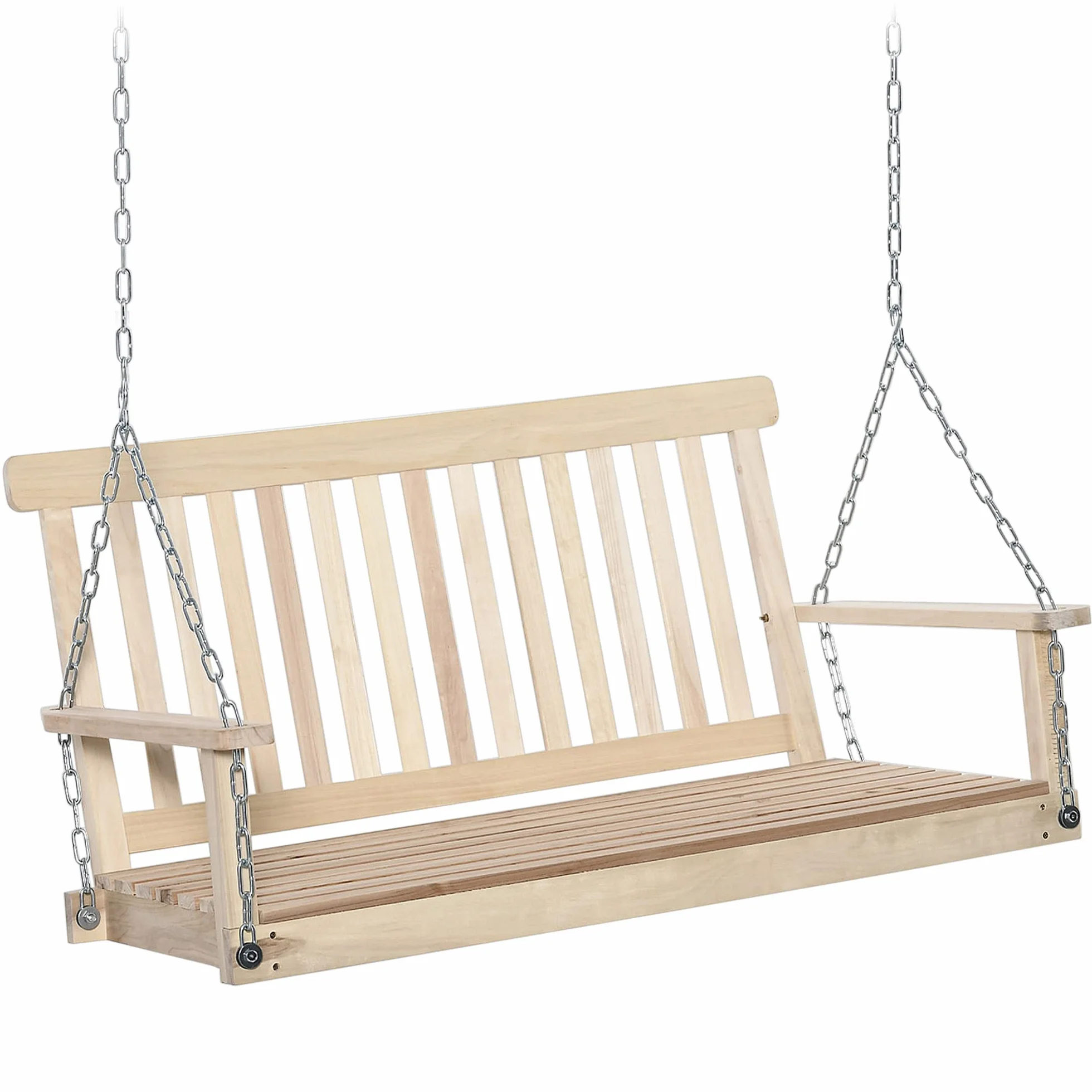 Outsunny Balançoire de Jardin 2 Places Suspendue 200 kg Bois Naturel