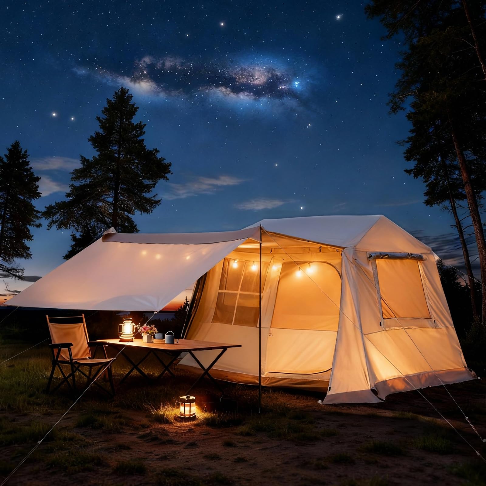 Quick-Setup Spacious Cabin Tent with Weather Protection