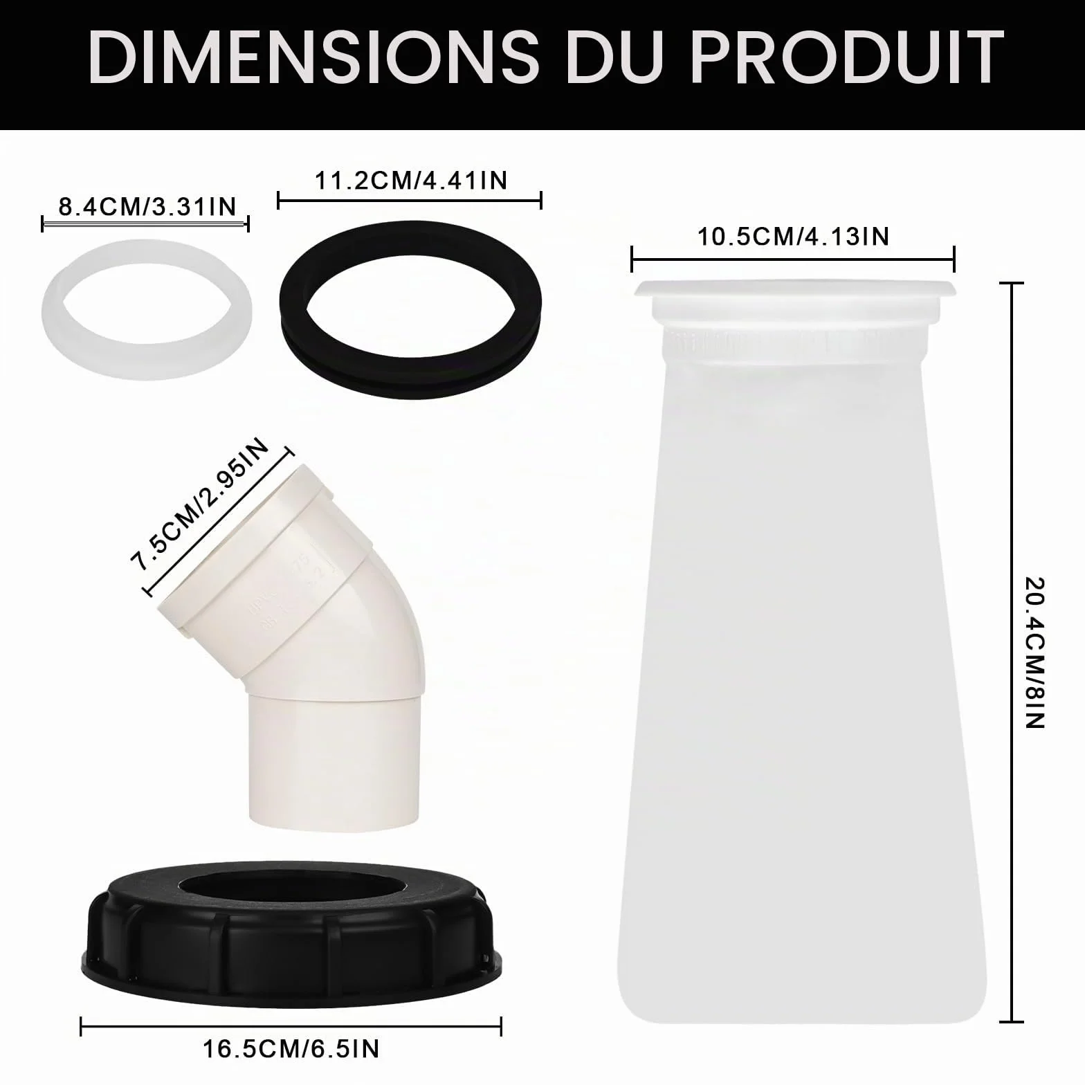 Filtre de couvercle IBC 45° 163 mm Nylon Lavable DN 150