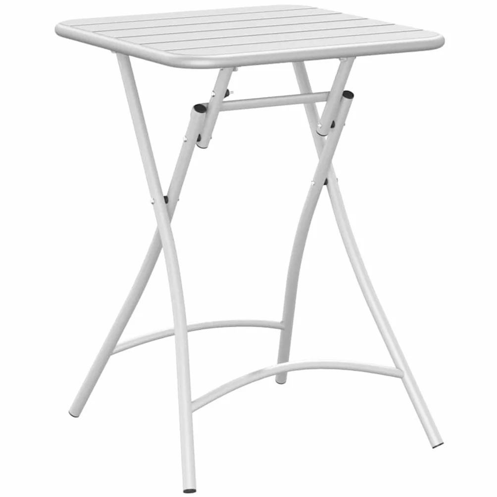 Table de bistrot pliante 55x55x72,5 cm acier revêtu par pulvérisation blanche