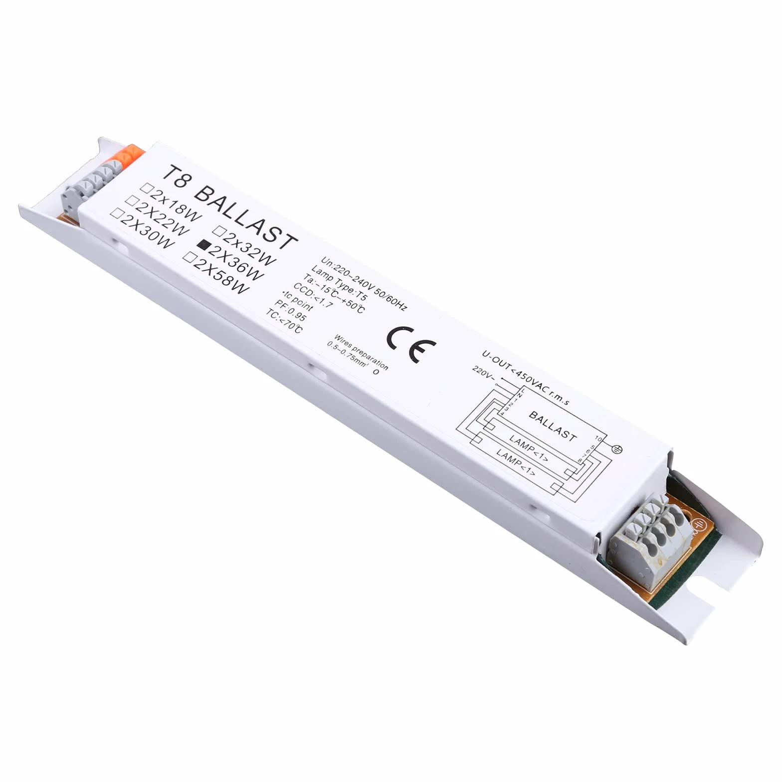 Ballast électronique 220 240V AC 2x36W T8, Ballasts de Lampe à Large Tension