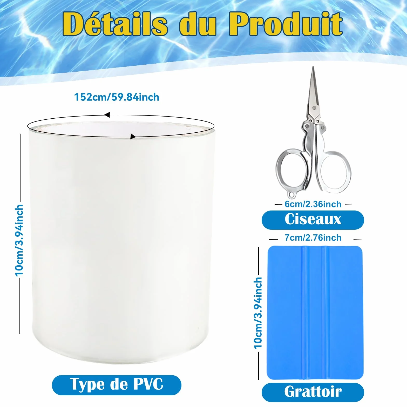 Kit Réparation Liner Piscine Transparent Ruban Adhésif Sous-marine 10cm*152cm