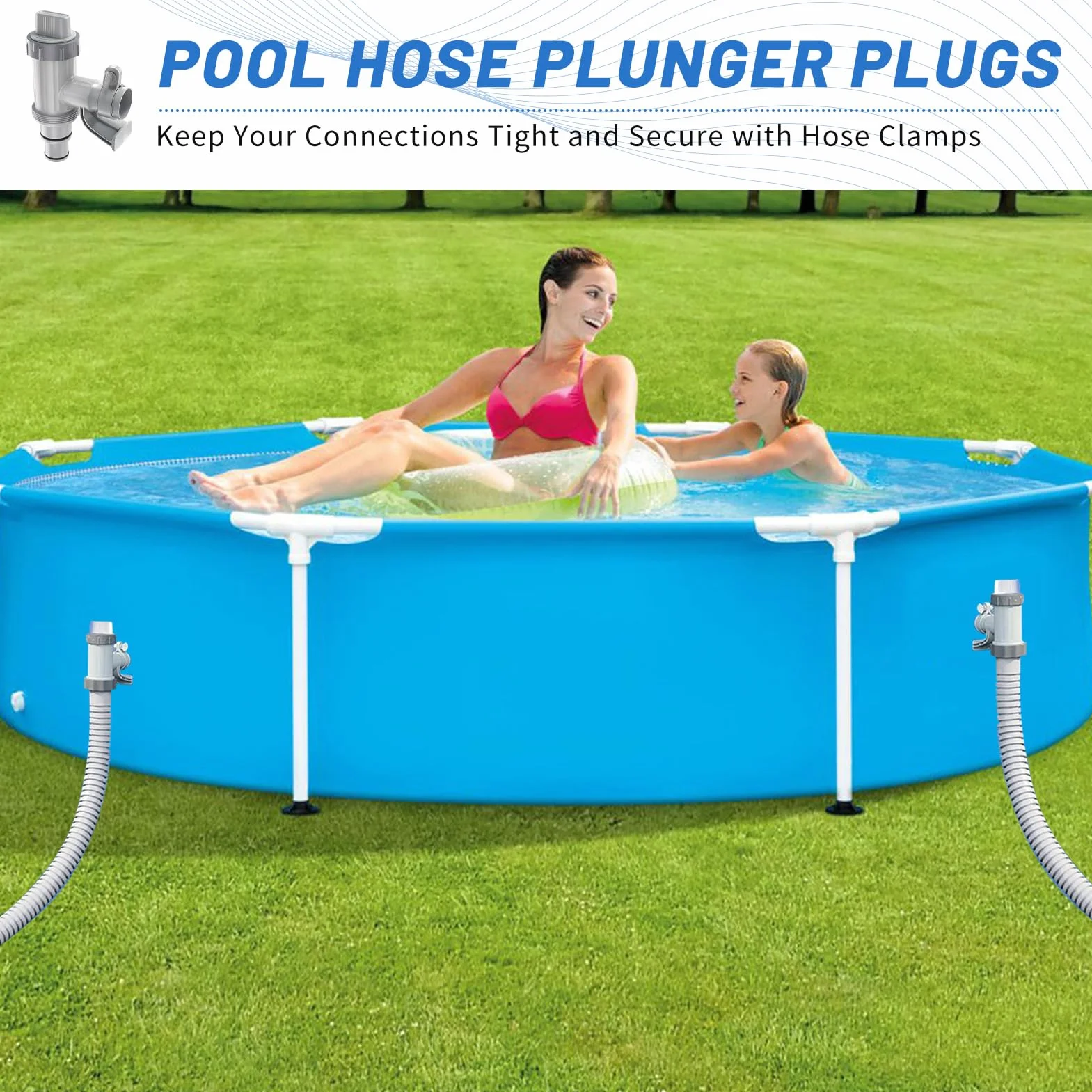 Robinet de Piscine 2 en 1 Valve à Piston Pièces de Rechange Accessoire Intex Bestway Coleman Robinet d'Arrêt Piscine Hors Sol