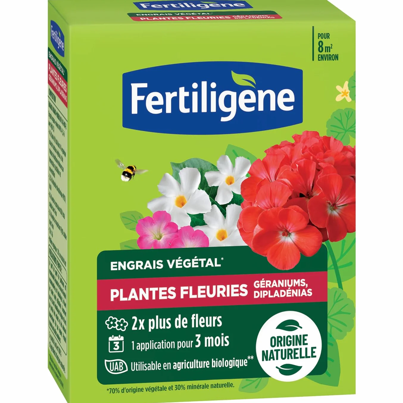 FERTILIGENE FEGFLE650 Engrais Végétal Plantes Fleuries Géraniums Dipladénias 650 g 100% Naturel Zéolite