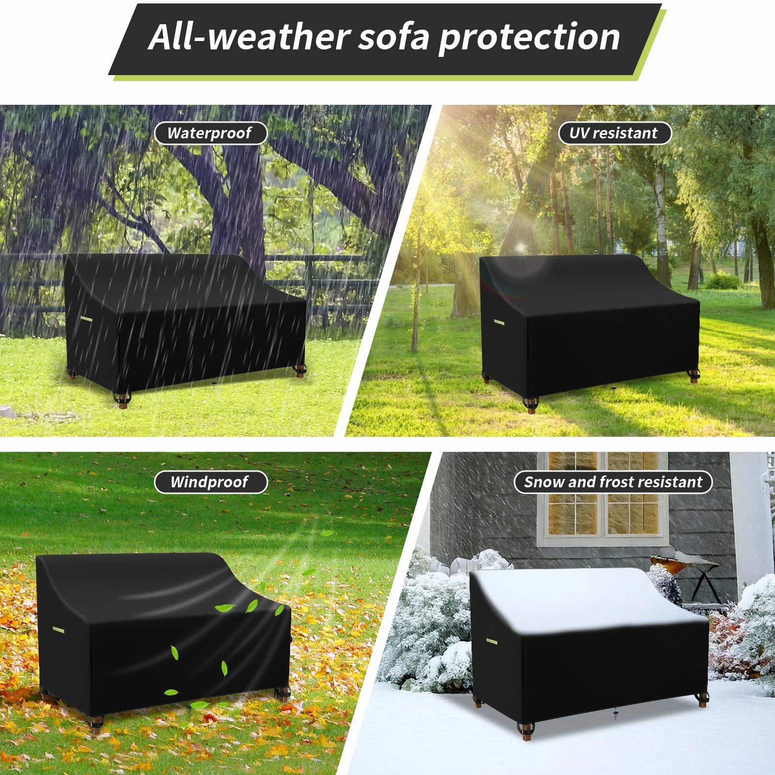Housse de protection pour banc de jardin 135x67x65/91 cm Oxford 600D imperméable anti-UV 2 places