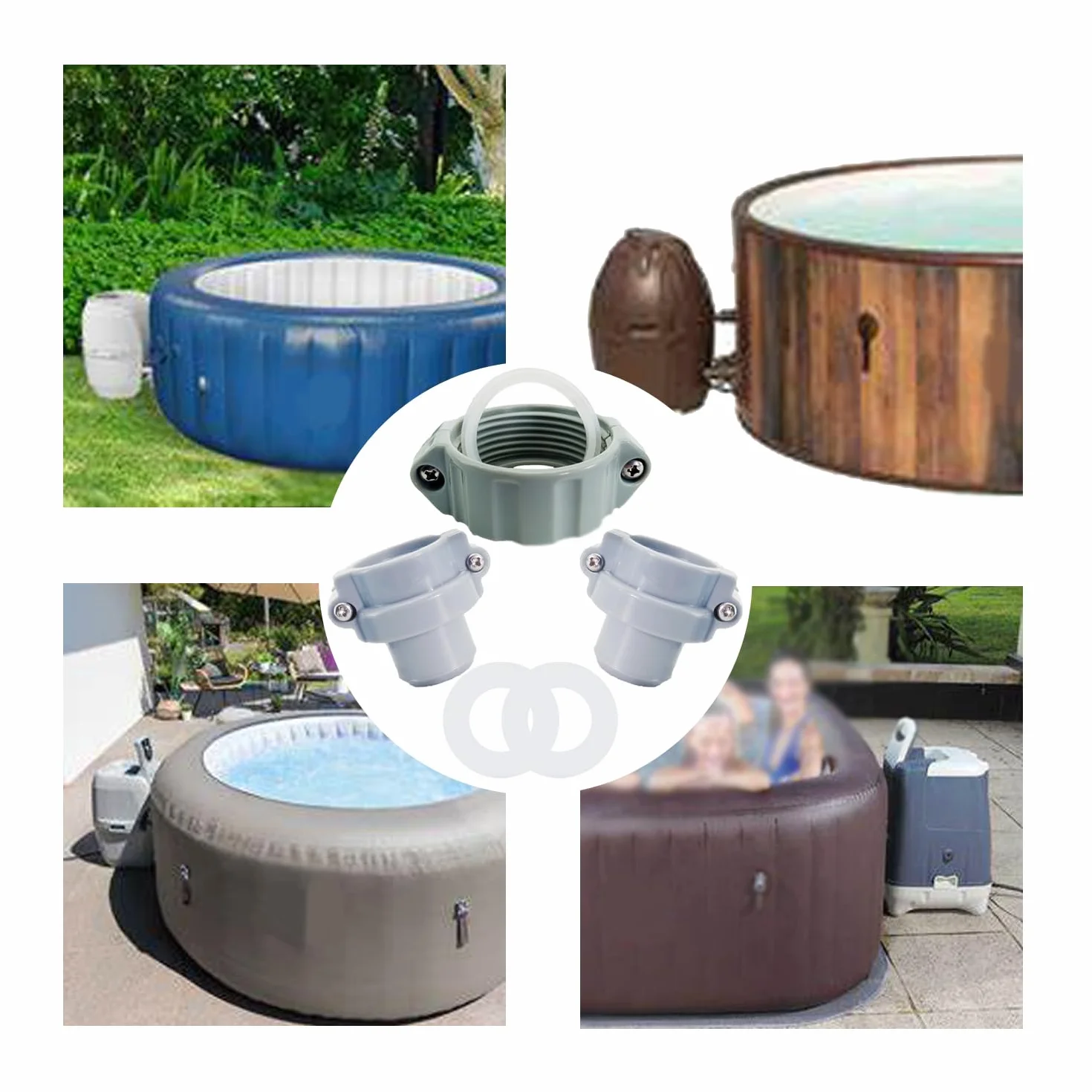 Compatible pompe à couplage Lay-Z-Spa, joints 1A 2B/C, écrous, rondelles