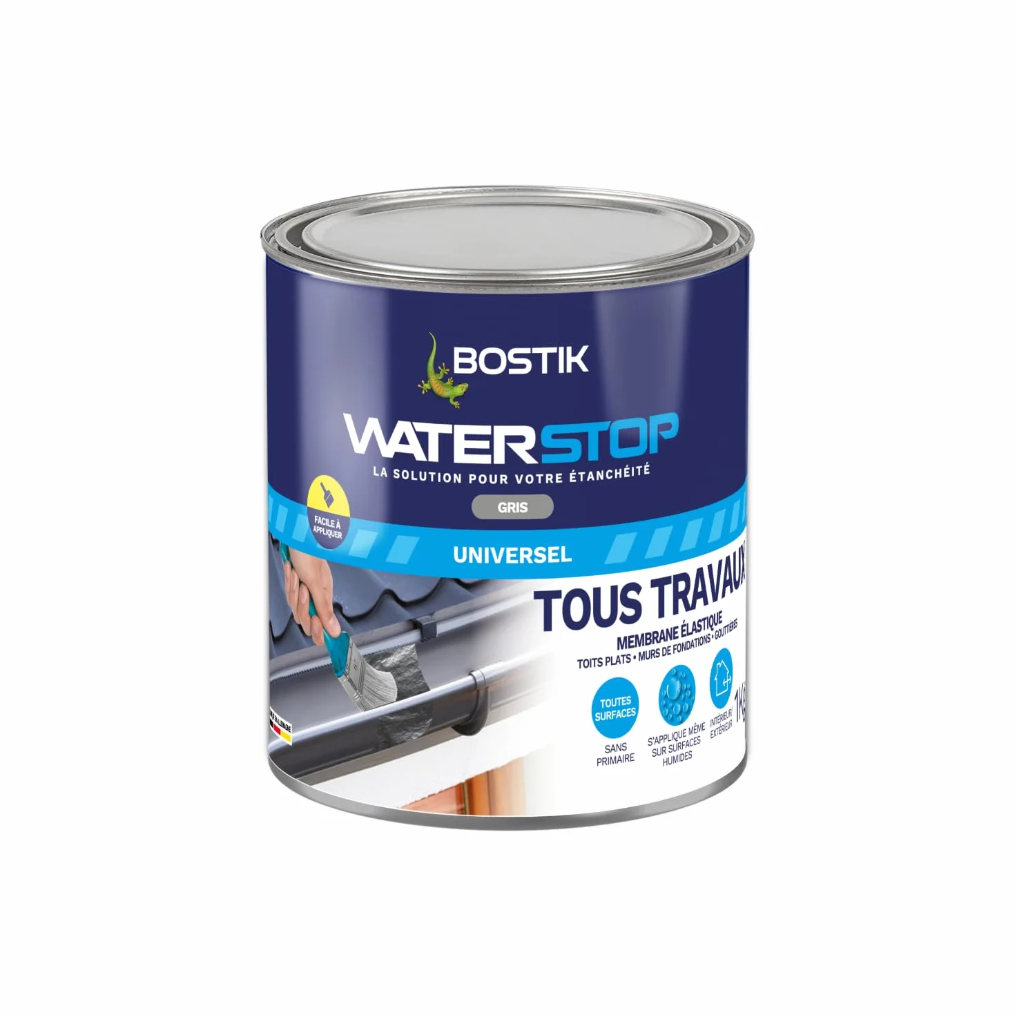 Bostik Waterstop Gris 1 kg – Membrane d’Étanchéité Toiture, Gouttières & Murs – Répare Fuites, Infiltrations & Fissures – Résistant UV & Intempéries