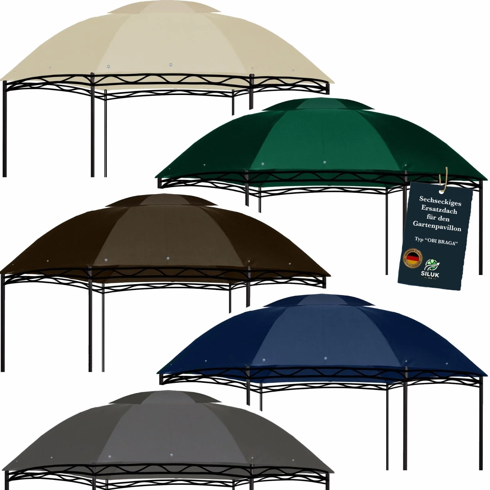 Pavillon de jardin PVC 350 cm panama étanche toit de rechange modèle 2