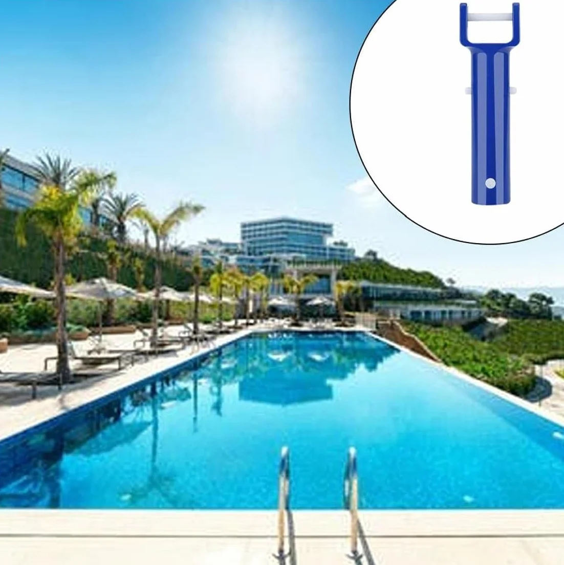 Brosse de Piscine Tête Poignée Rechange Plastique Bleu 2PCS Entretien Nettoyage