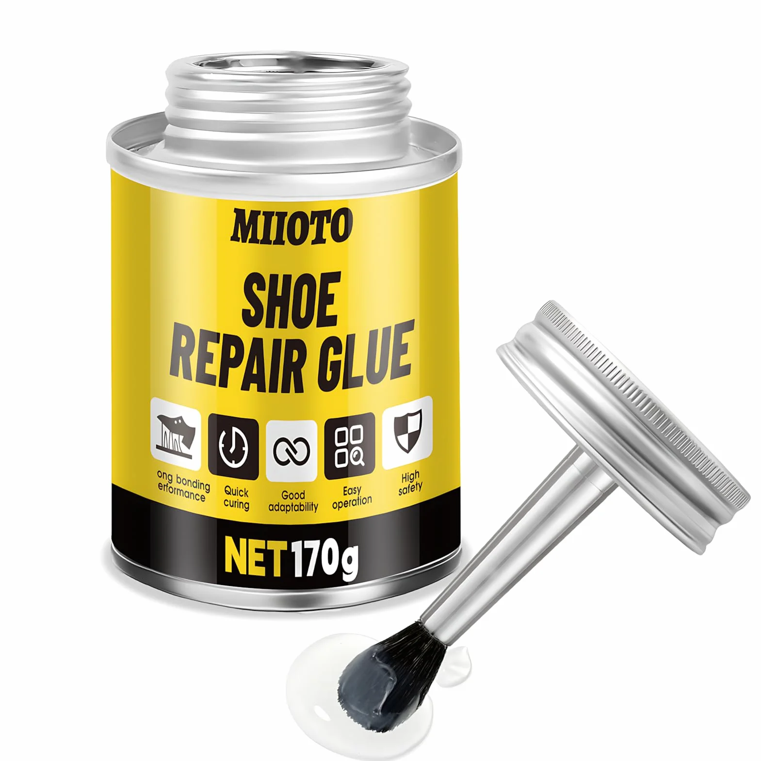 Miioto Colle Contact, Colle pour Chaussure, colle Neoprene Extra Forte, Convient pour Cuir, Caoutchouc, Plastique, PVC, Imperméable, 170g