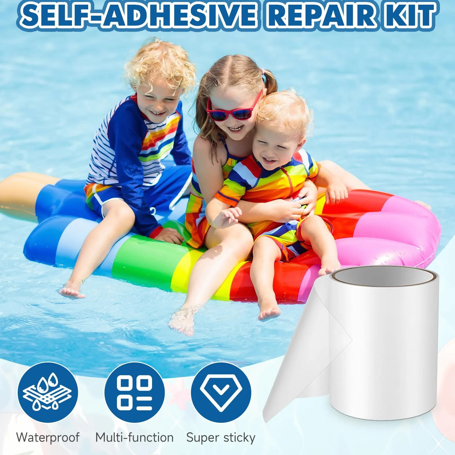 Kit Réparation Piscine Ruban Adhésif Etanche Patch Liner Auto-Adhésif 10x150cm