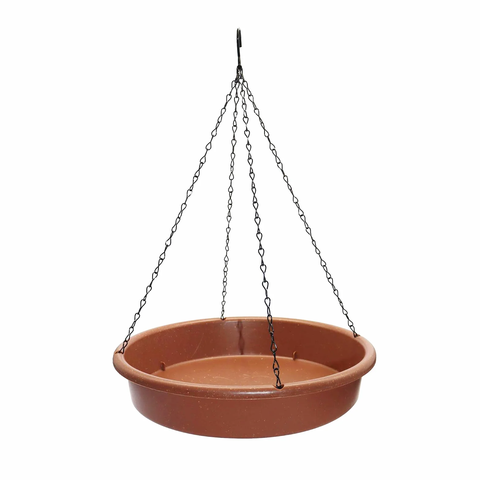 Abreuvoir à Oiseaux Suspendu avec Crochets Métal, Bain Bol Eau Oiseaux, Mangeoire pour Moineau Perroquet, Diamètre 30.5 Cm, Brun