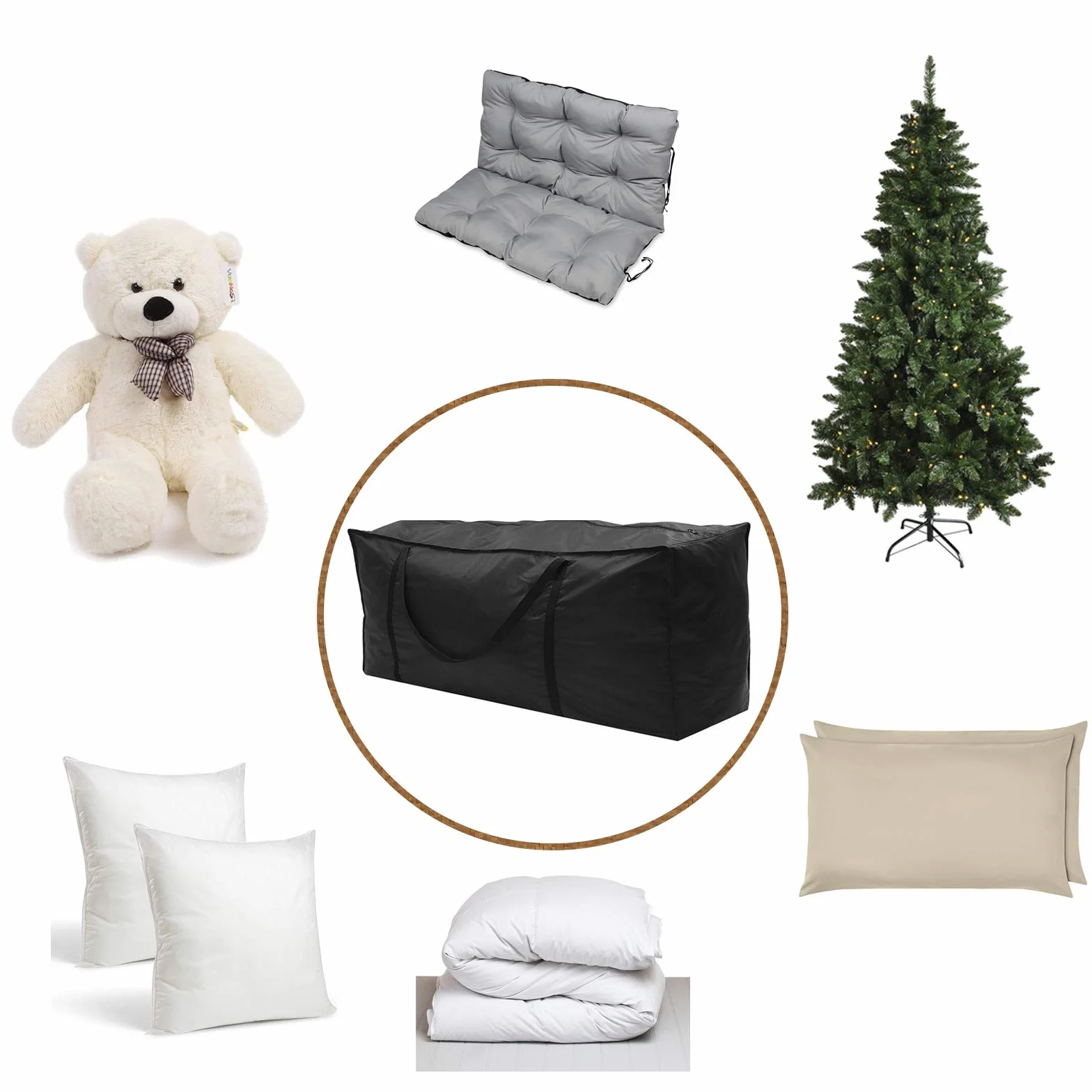 Housse de Protection pour Meubles de Jardin 122 x 39 x 55cm Sac de Rangement pour Coussins