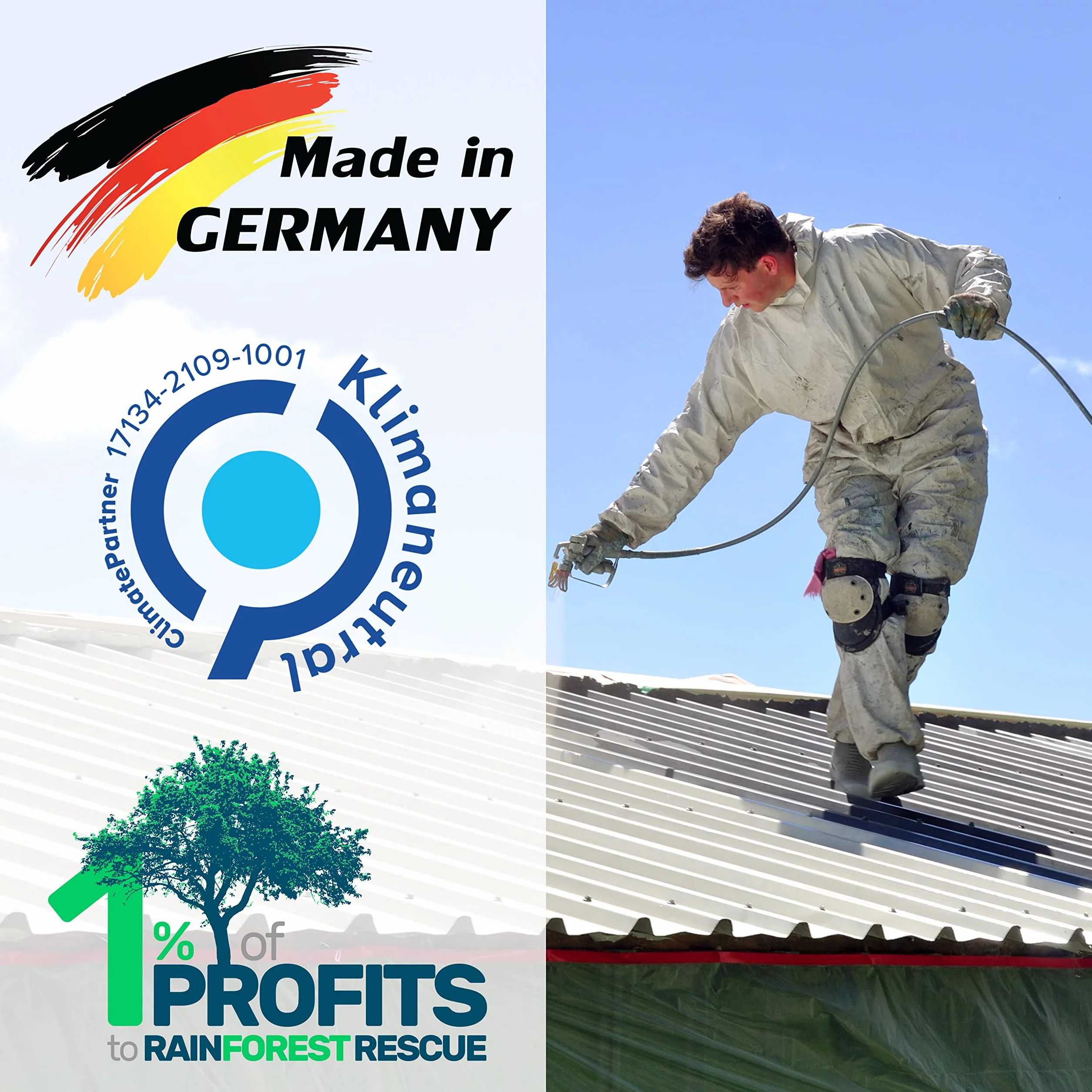 WO-WE Peinture d'isolation toiture W524 - Revetement Thermo pour toit, tuile - Protection intempéries - Blanc 10L