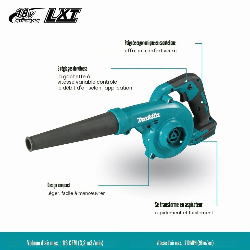 MAKITA DUB185Z Aspirateur souffleur de Feuilles 18V LXT