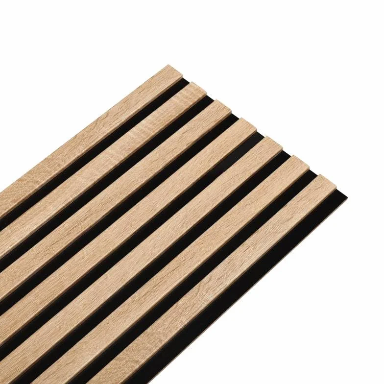 DECOON - Panneau Mural tasseaux Bois Rigide 250 x 30 x 1,4 cm - Décor chêne et Fond Noir - Revêtement décoratif 3D pour Murs intérieurs - Facile à Poser, Effet Relief Moderne - 0,75 m²