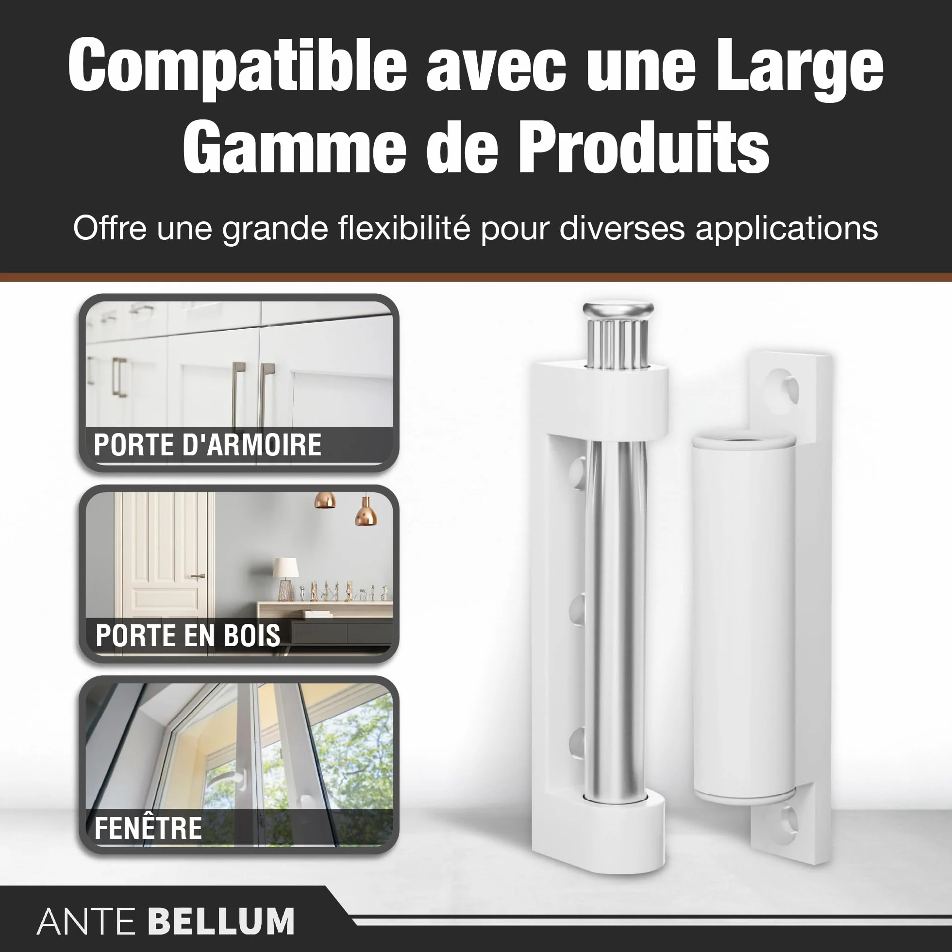 Lot de 3 charnières de porte et de fenêtre - Charnières de porte, bande de fenêtre, ruban de rénovation, pièces de rechange, pour porte anti-insectes, ferrures à bascule (blanc, 3 charnières)