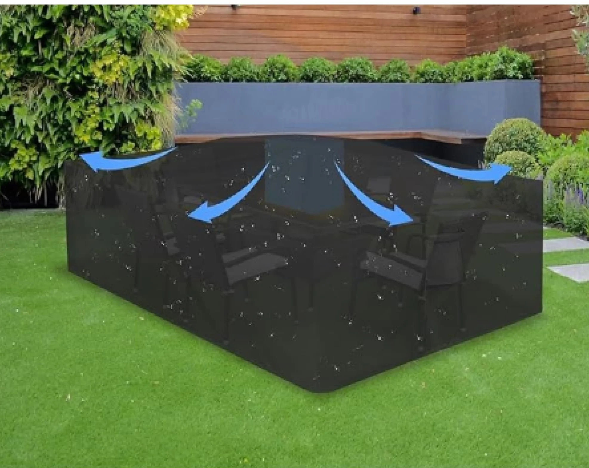 Housse Canapé Jardin Imperméable Tissu Oxford 130x80x75cm 420D Anti-UV Résistant Pluie Vent Protection Extérieur Rotin Noir