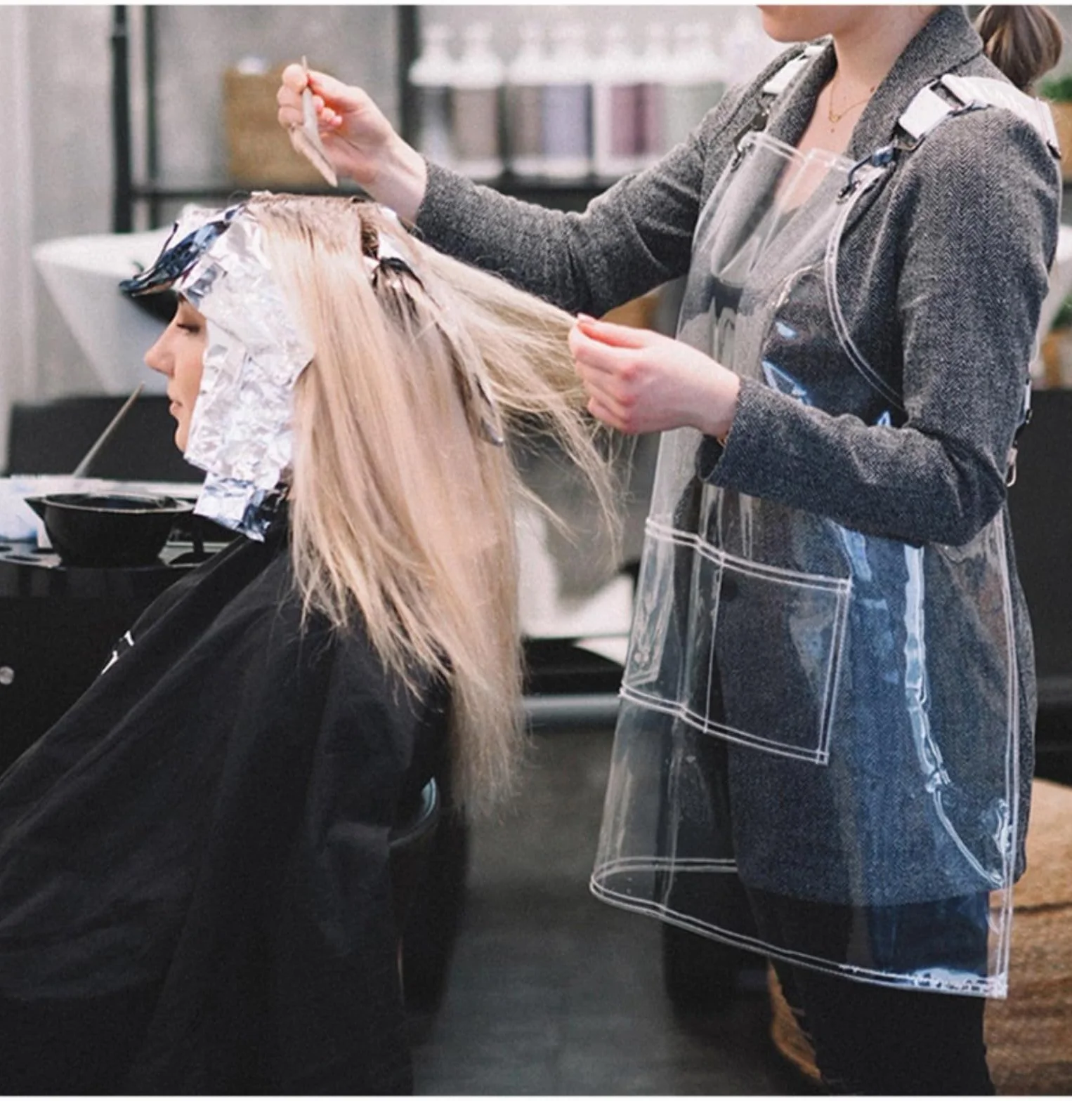 Tablier transparent imperméable résistant à l'huile pour coiffure cuisine réglable