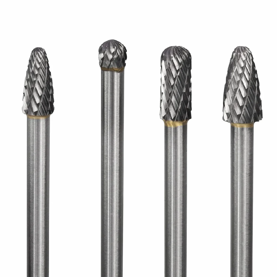 Treki 4Pcs Lot de Longue Double Coupe Fraises Rotatives en Carbure de Tungstène de Tige 6mm(1/4") pour Métal Gravure sur Bois Polissage Verre Bijoux Céramique