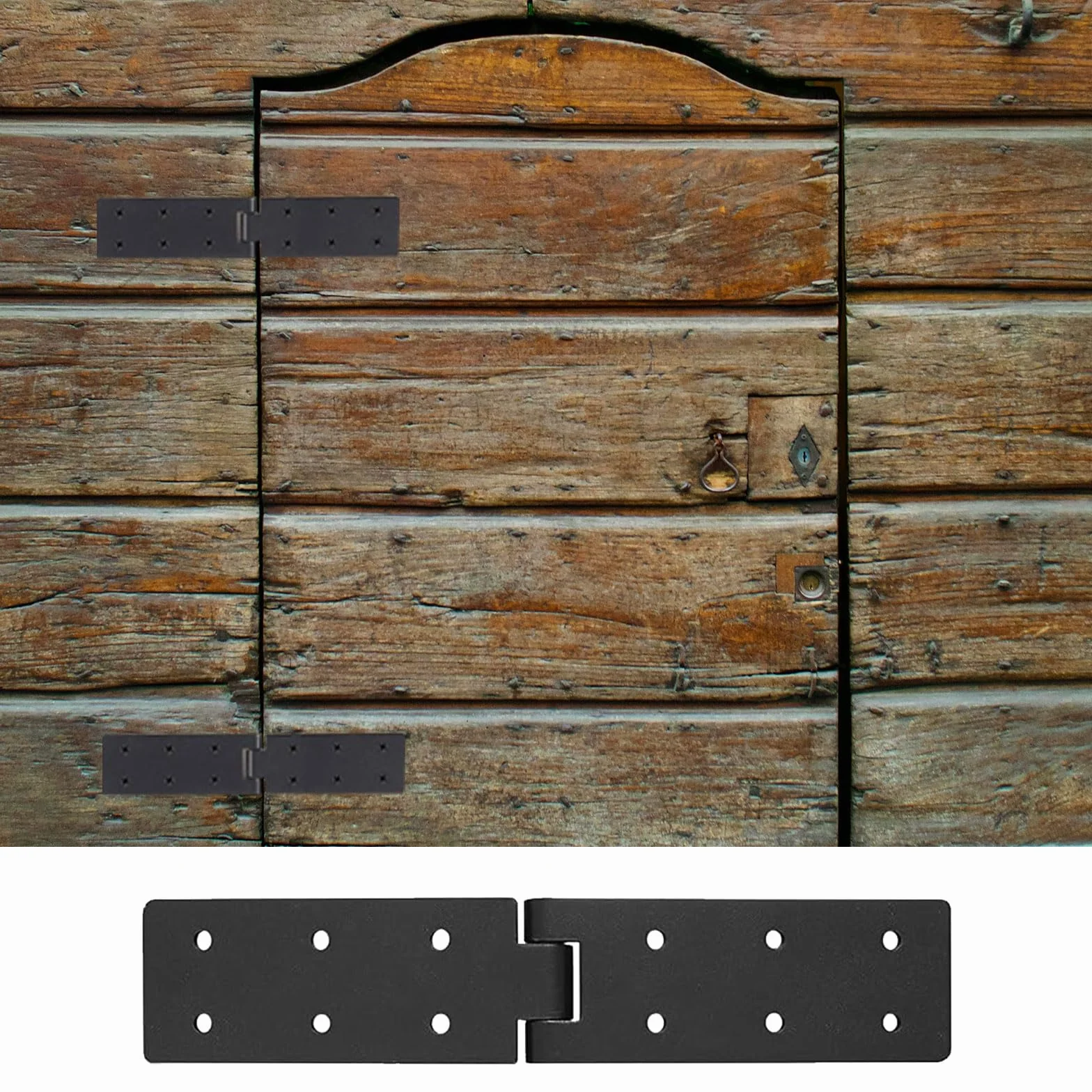 Charnières Pliantes à 180 Degrés,ESYFOR 4 Pièces 198 x 40 mm Charnière de Porte Robustes Noires Métallique Charniere Caisse pour Portes en Bois,Portes de Jardin,Meubles