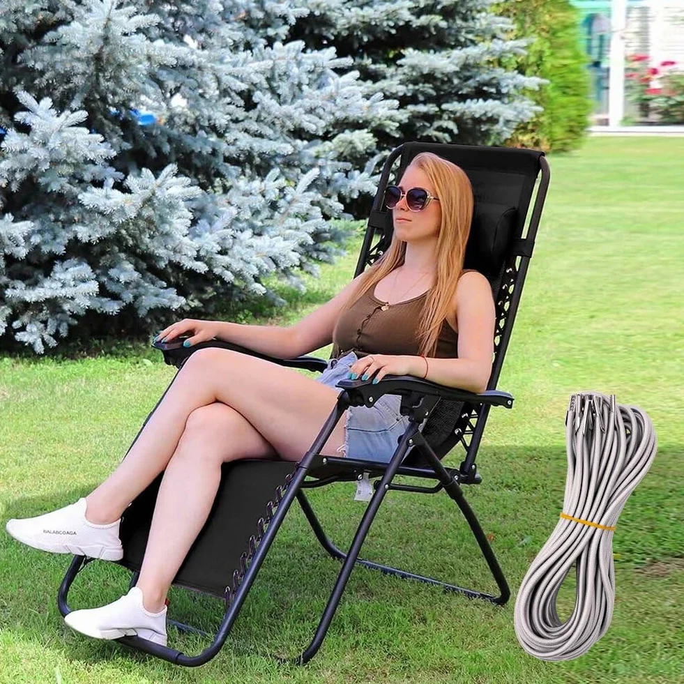 OFFCUP Corde Remplacement élastiques Universelle, 4Pcs Lacets Elastiques pour Chaise Longue Pliante (Gris)