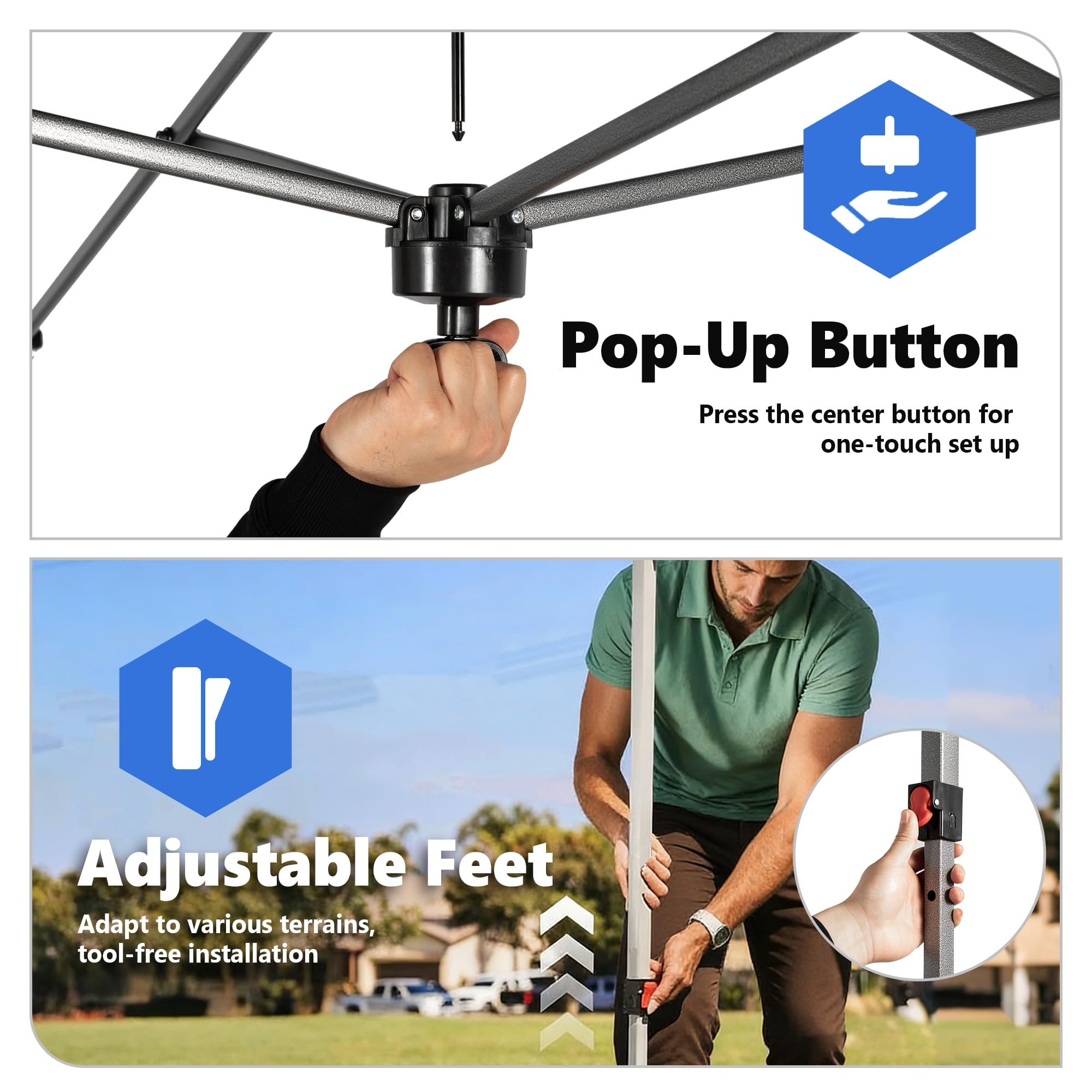 10x10ft Effortless Pop-Up Canopy with Rolling Bag