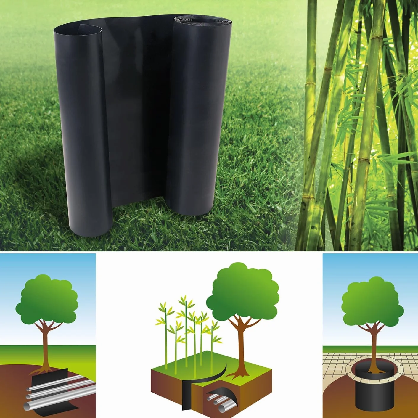 Barrière Anti-Racines Bambou 5m 800gr H.60 cm Anti-rhizomes