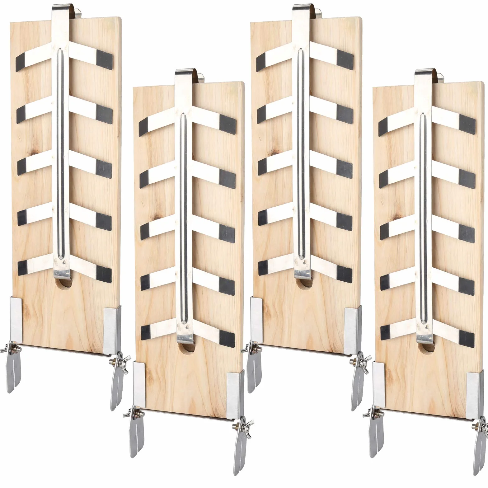 Lot de 4 planches à saumon flambé en bois de cèdre avec support inclinable en acier inoxydable