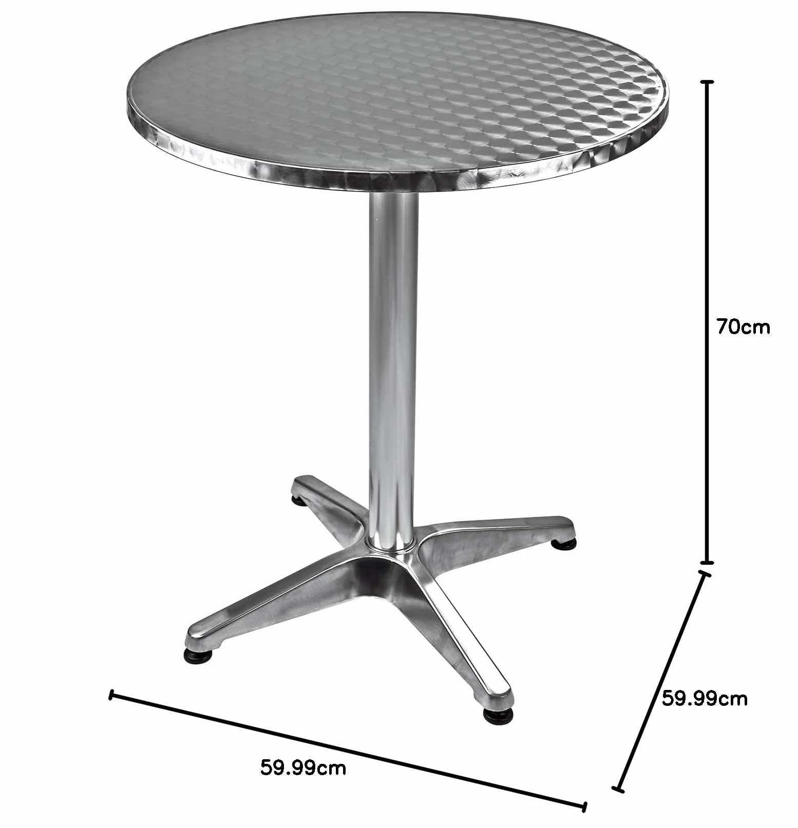 Table de bistrot ronde aluminium 60 cm hauteur 70 cm