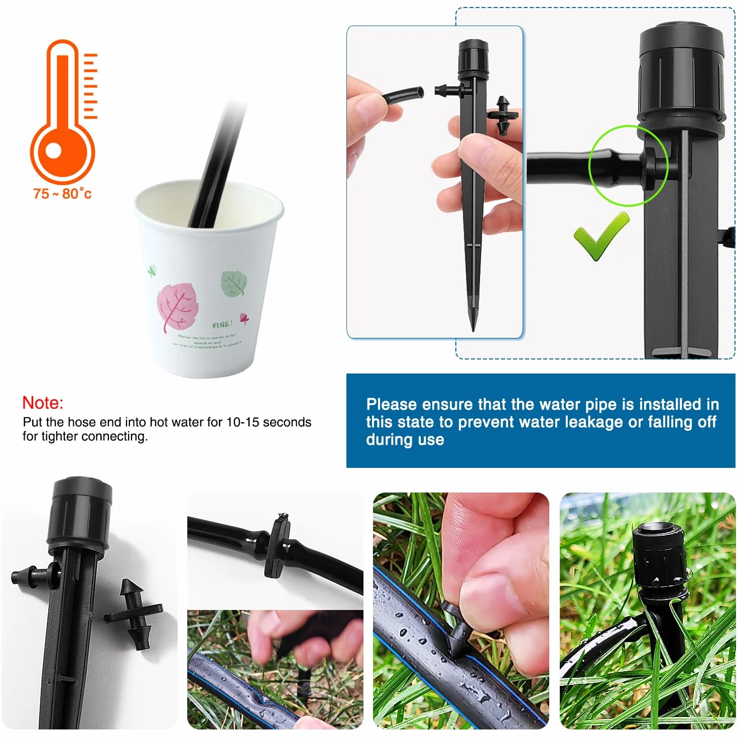 Goutteur Irrigation Réglable 360 Degrés Micro Asperseur Goutte à Goutte pour Tube 4/7 mm, Noir 20 Pièces
