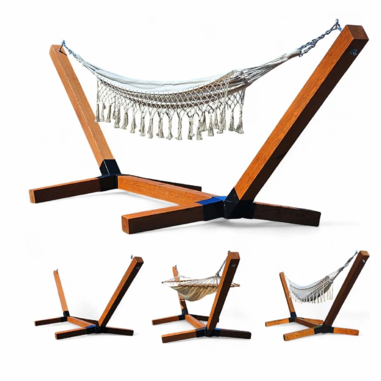 Structure de hamac en bois XXL 350 cm résistant aux intempéries 350 kg extérieur