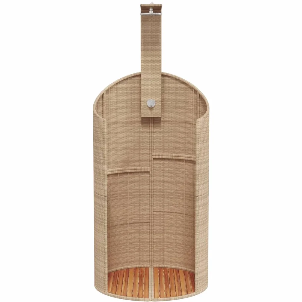 vidaXL Douche d'Extérieur Résine Tressée Bois Acacia Beige